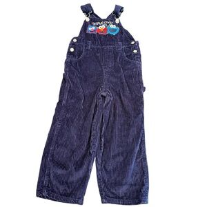 Vintage Sesame Street 5T blue corduroy overalls 90s boys girls Elmo Cookie
